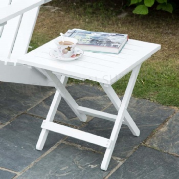 Garden White Folded Wooden Side Table