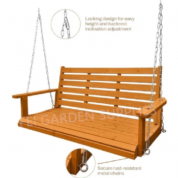 Outdoor Wooden Double Seats Porch Swing