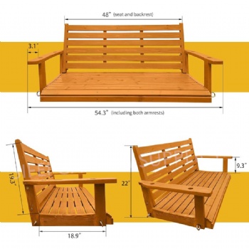 Outdoor Wooden Double Seats Porch Swing