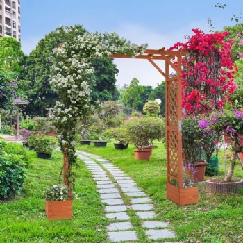 Outdoor Garden Wooden Arch with Planter