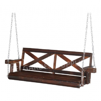 Outdoor X Wooden Swing Garden Porch Swing with Cup Holder