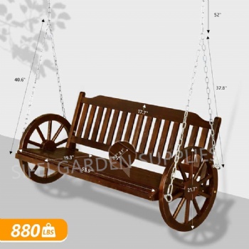 Wooden Wagon Wheel Porch Swing Garden Wooden Swing