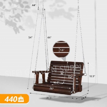 Patio Single Seat Wooden Swing Garden Porch Swing