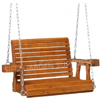 Patio Single Seat Wooden Swing Garden Porch Swing