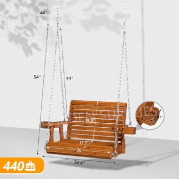 Patio Single Seat Wooden Swing Garden Porch Swing