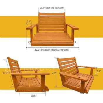 Garden Single Seat Wooden Swing Orange Porch Swing