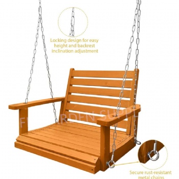 Garden Single Seat Wooden Swing Orange Porch Swing