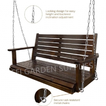 Patio Double Seats Wooden Swing Garden Wooden Swing